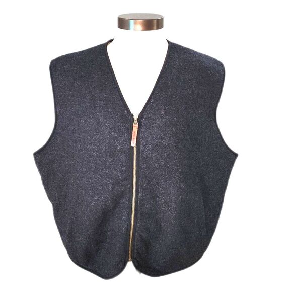Woolrich Men's Dark Grey Wool Zipper Vest Size XL - Picture 1 of 8